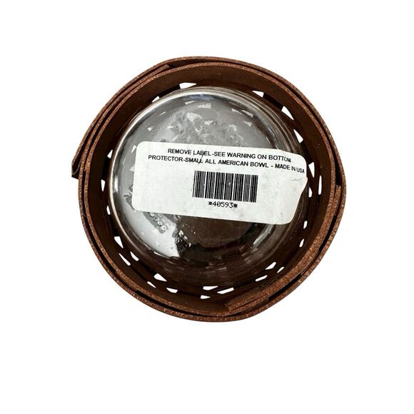 Longaberger Vintage Warm Brown Green Splint Small Bowl Basket Lid & Protector - Picture 6 of 6